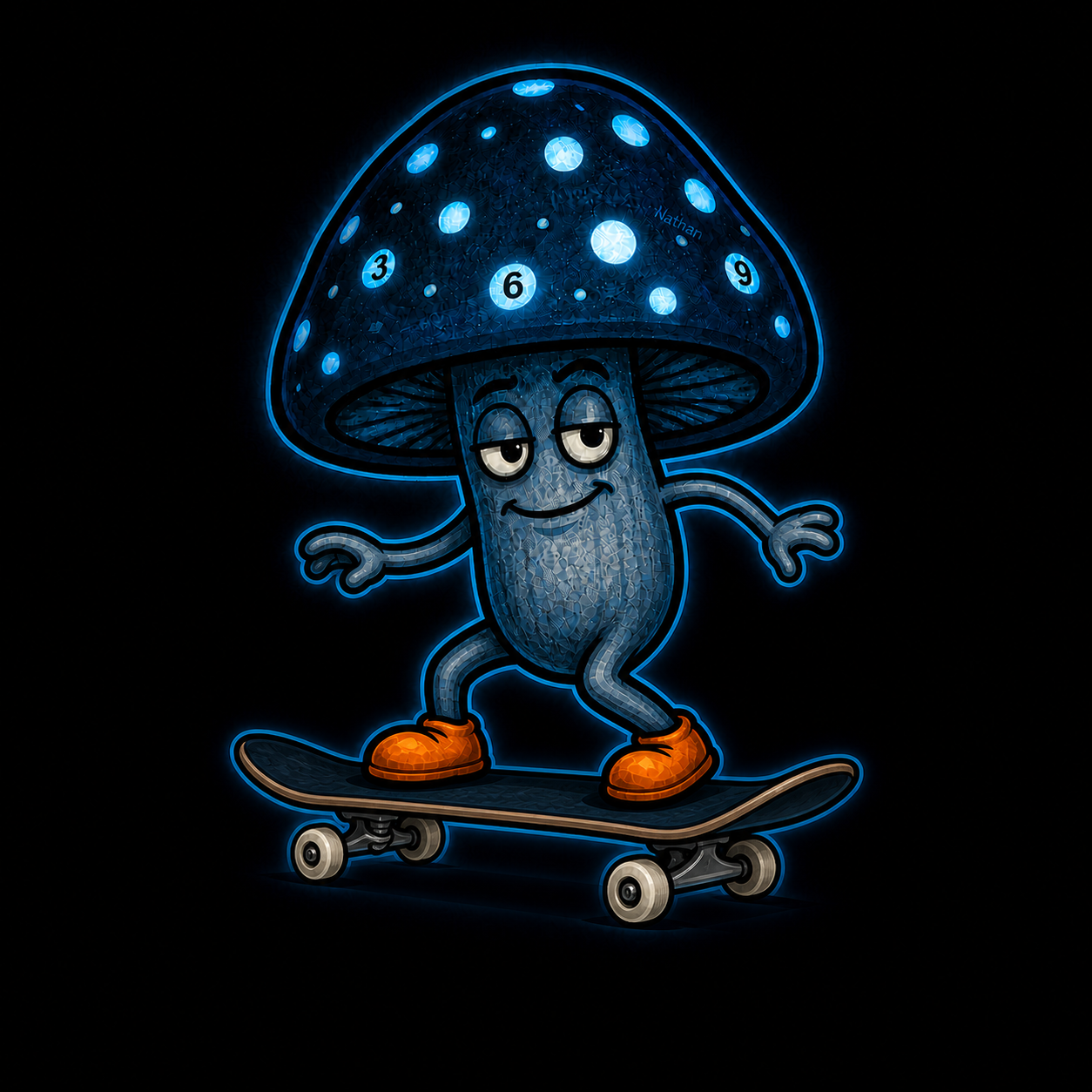 Gustav riding a skateboard for the 3-6-9 clothing line